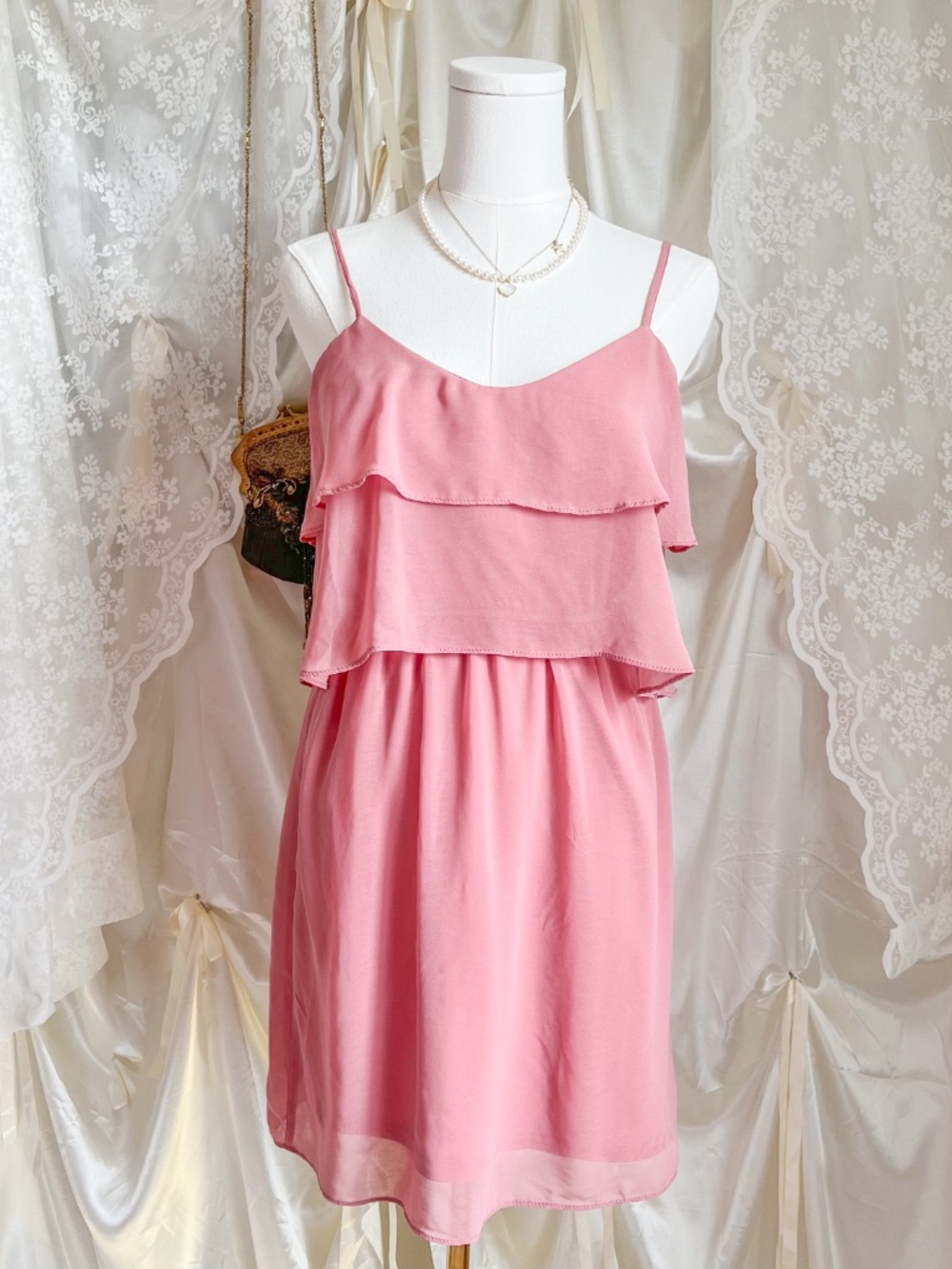 Atmosphere Dusty Rose Tiered Chiffon Slip Dress